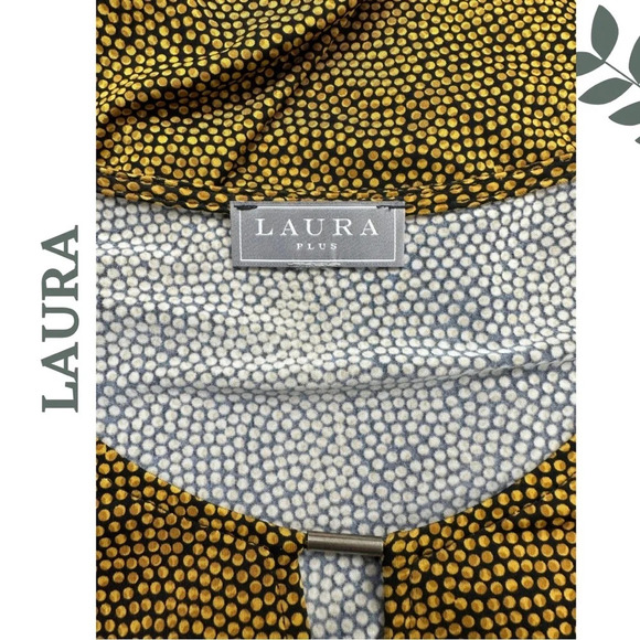 🛍️3/$40 Laura Yellow Black Dot Pattern Short Sleeve
Top Loose Fit Keyhole 2X - Picture 6 of 6